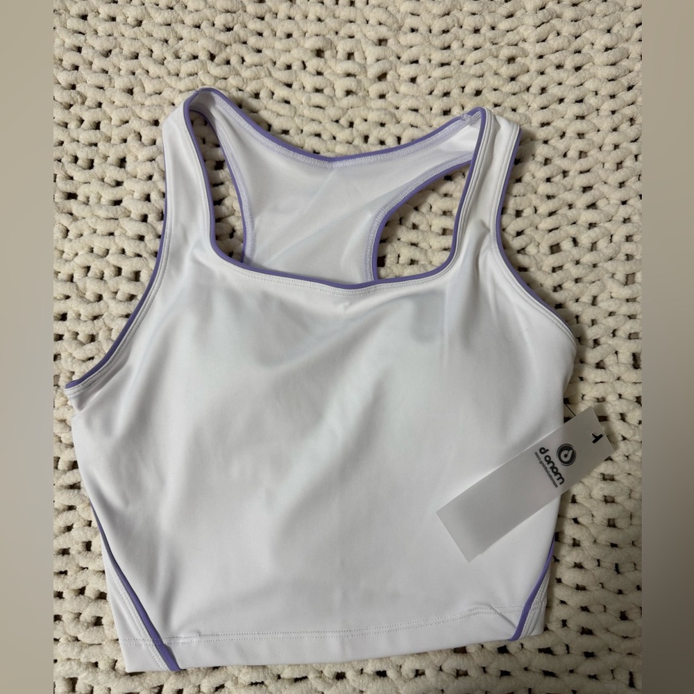 Mono B White and Purple Sports Bra